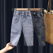 Girls jeans Yangqi 2021 new loose childrens trousers spring and autumn female baby pants Korean version of fashionable children