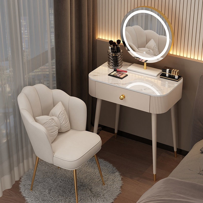 Rock Board Dresser Dresden Light Extravagant Advanced Sensory Bedroom Modern Minima Small Household Type Solid Wood Makeup Table 2022 Makeup Table-Taobao
