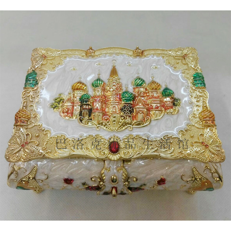 European-style large jewelry box Russian princess with lock and mirror jewelry box storage box palace watch ring box