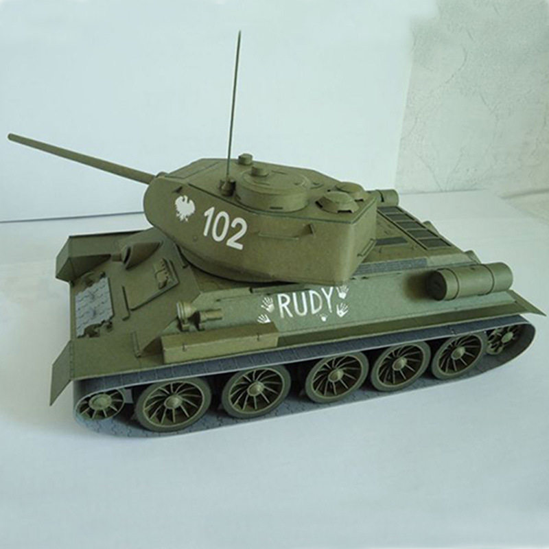 1:25 Soviet T-34 Medium Tank Paper Model World of Tanks T-34 85 Military Fans Handmade