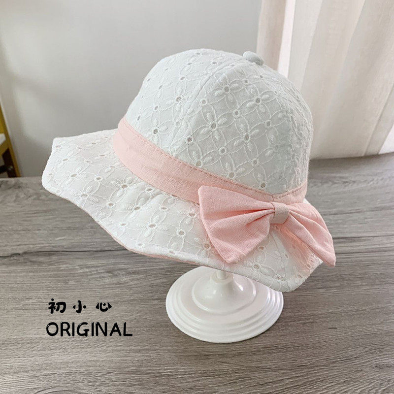 South Korean girl's spring and summer cute butterfly knot fisherman's baby princess 100 hitchhiking hat baby 100 days sunhat