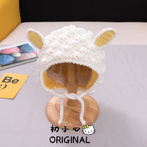 Baby hat autumn winter 0-3 year old male and female baby wool line hat infant cute little sheep gush warm hat