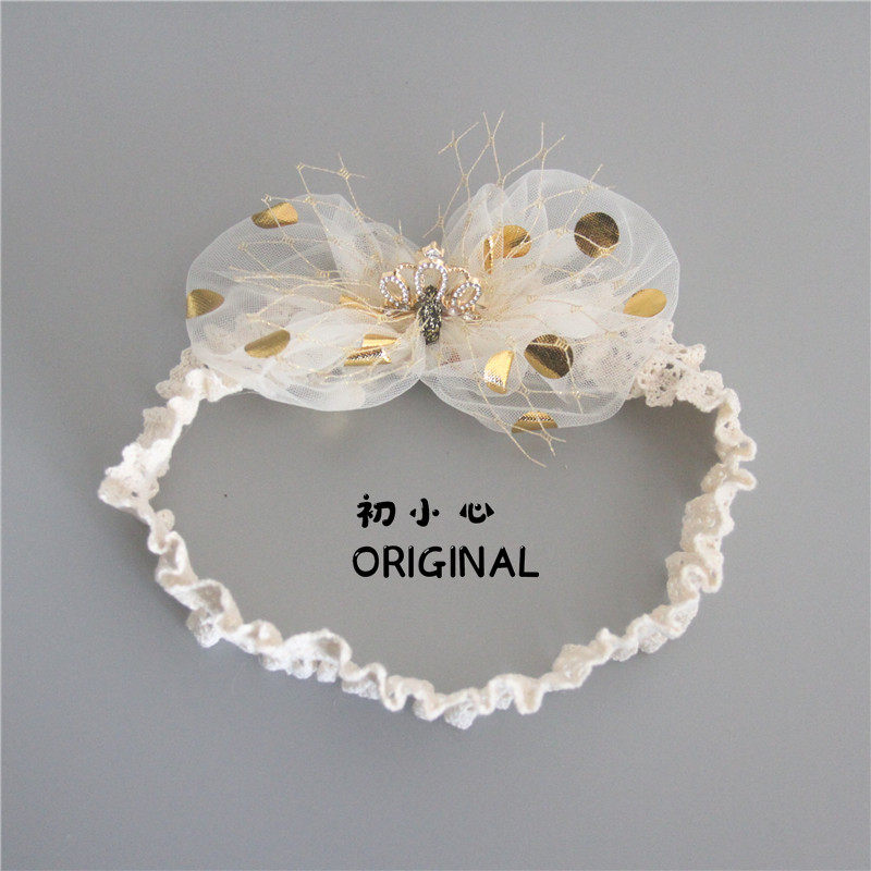Baby girl cute princess crown bow hair accessories summer thin section baby hair band newborn full moon headdress