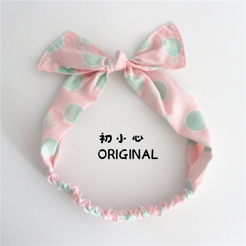 Girls Summer fresh sweet and meritless fabric hair with Korean children hair accessories Colorful Wave Points 100 hitchhiking