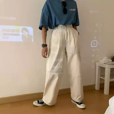 BLACK homemade high-waisted straight casual pants women's 2021 summer loose Korean solid color wide leg overalls pants