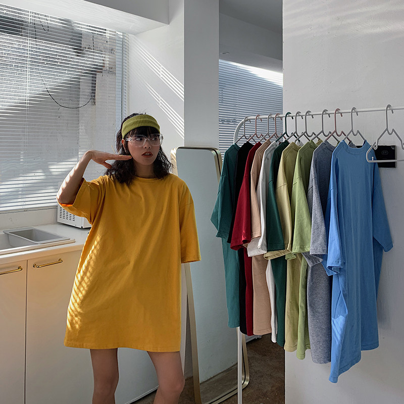 NiDEblackt-shirt women's 2022 summer new loose solid color all-match student short-sleeved top trend