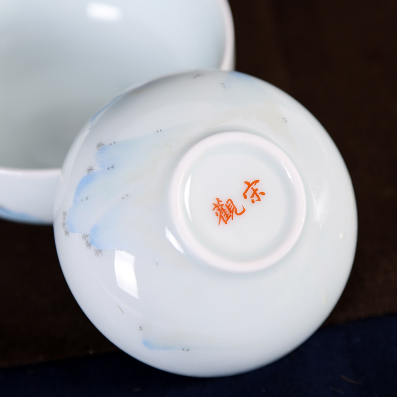 The View jingdezhen song celadon hand - made li jiangshan portable travel crack glass ceramic kung fu tea cups