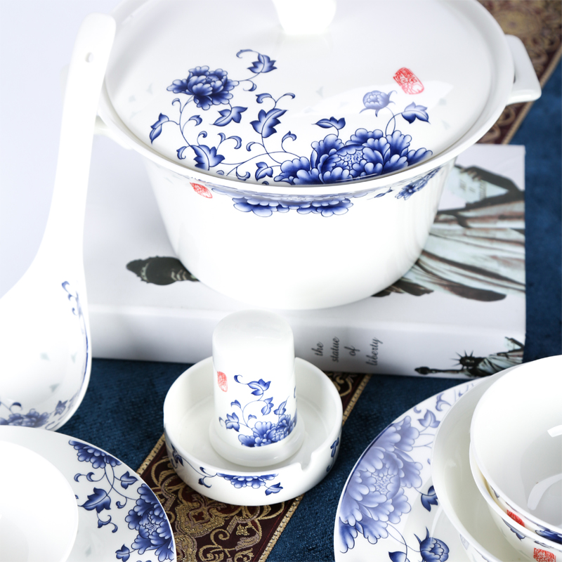 The View of song View song jingdezhen ceramic blue and white porcelain dishes suit household ceramics tableware suit Chinese style restoring ancient ways