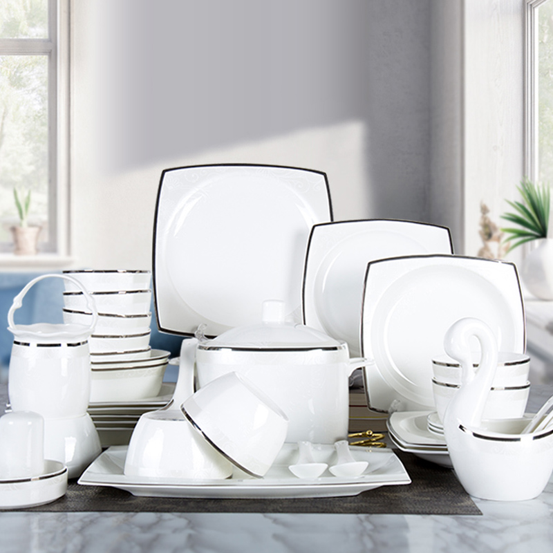 The View of song View of song dynasty jingdezhen contracted white Nordic European ipads porcelain tableware ceramic household jobs gift sets