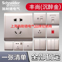 Schneider Funchamps Gold Series Five Holes One 23 Four Single Double Control Switch Socket 86 Type of Computer Phone TV