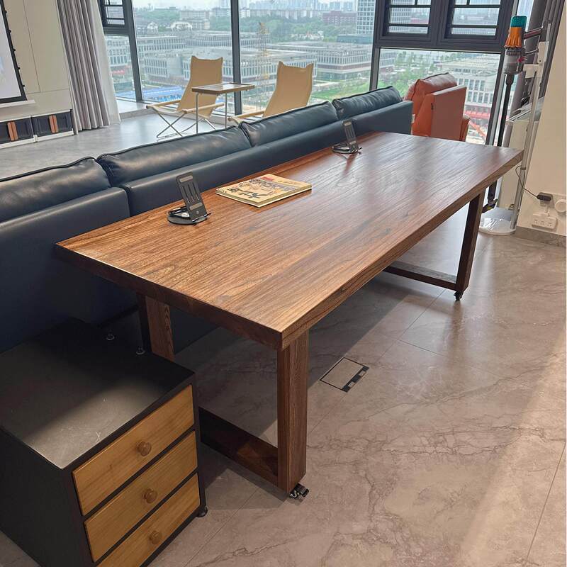 Eucalyptus Dining Table with Wheels, Large Board Table, Sofa Back Long Table, Convertible Table for Living Room, Large Long Desk Eucalyptus Dining Table with Wheels, Large Board Table, Sofa Back Long Table, Convertible Table for Living Room, Large Long Desk