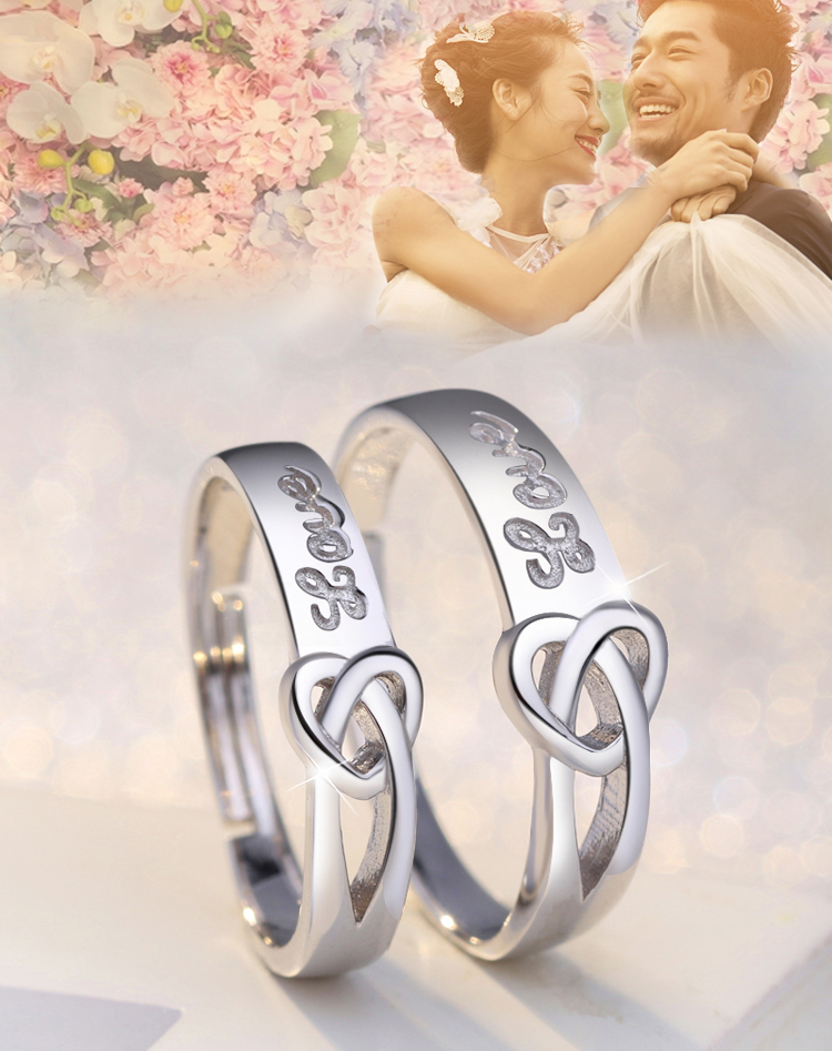 S925 sterling silver couple nhẫn nam giới và phụ nữ một cặp sinh viên Nhật Bản và Hàn Quốc hoang dã đơn giản sống miệng để vòng liên kết món quà ngày