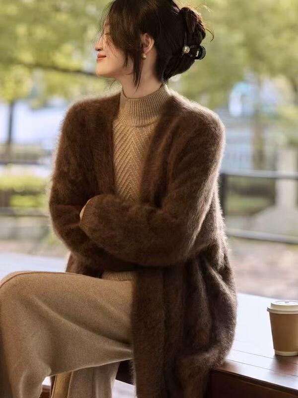 842 Softening Enjoyment 100% Cashmere Brushed_ Versatile and Practical Lazy Knitted Sweater Cardigan Coat 842 Softening Enjoyment 100% Cashmere Brushed_ Versatile and Practical Lazy Knitted Sweater Cardigan Coat