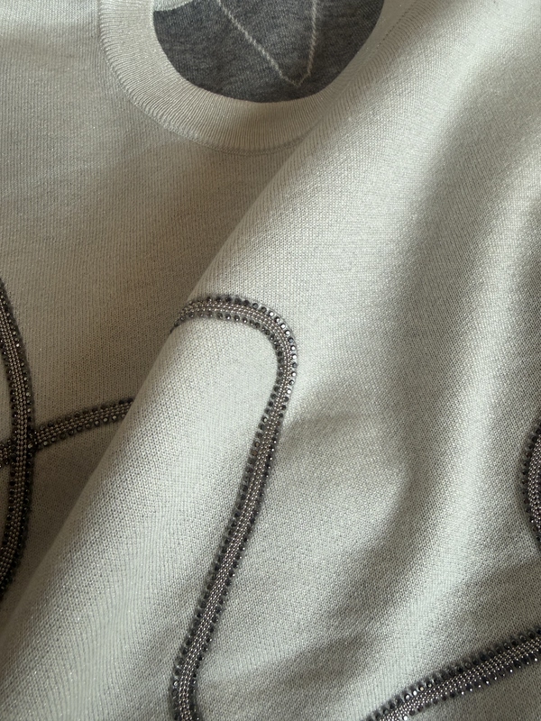 810Bc~The Beadwork Quality Is Amazing, Round-Neck Air-Layer Knit Sweatshirt 810Bc~The Beadwork Quality Is Amazing, Round-Neck Air-Layer Knit Sweatshirt