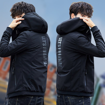 Coat mens spring and autumn thin 2021 New Korean trend casual slim handsome hooded jacket mens coat Spring
