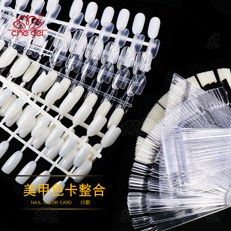 Nail Art Tools Nail Polish Color Chart Nail Gel Display Card Nail Salon Use Fan-Shaped Almond Ring Color Board Transparent