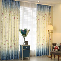 A variety of flower types fresh pastoral fabric Living room bedroom floating semi-blackout hook curtains Finished curtains clearance