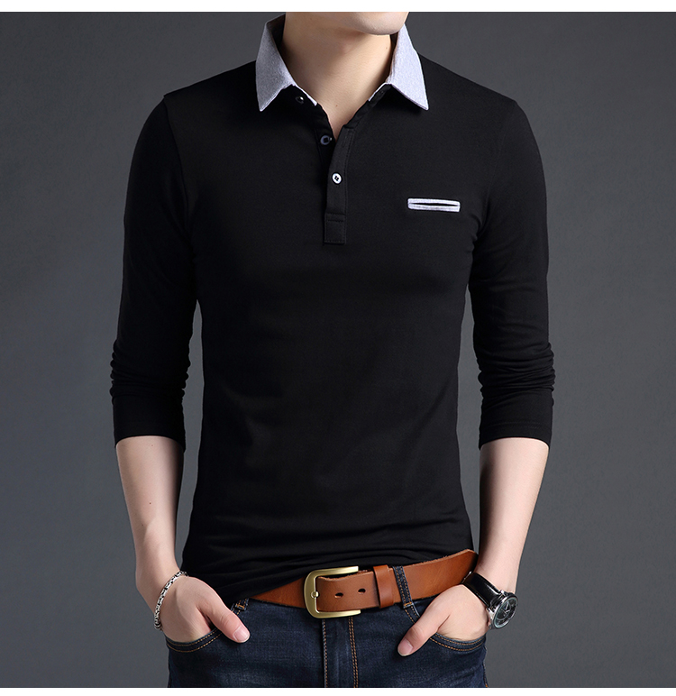 Qiuyi nam cộng với nhung ấm trung niên cha mùa thu áo thun cotton dài tay với ve áo cỡ lớn áo polo áo thun nam dài tay