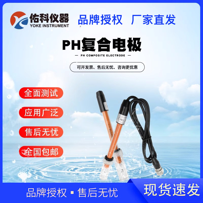 上海佑科PHS-3C酸度计电极E-201-9 PH复合电极PH耐强碱实验室水质