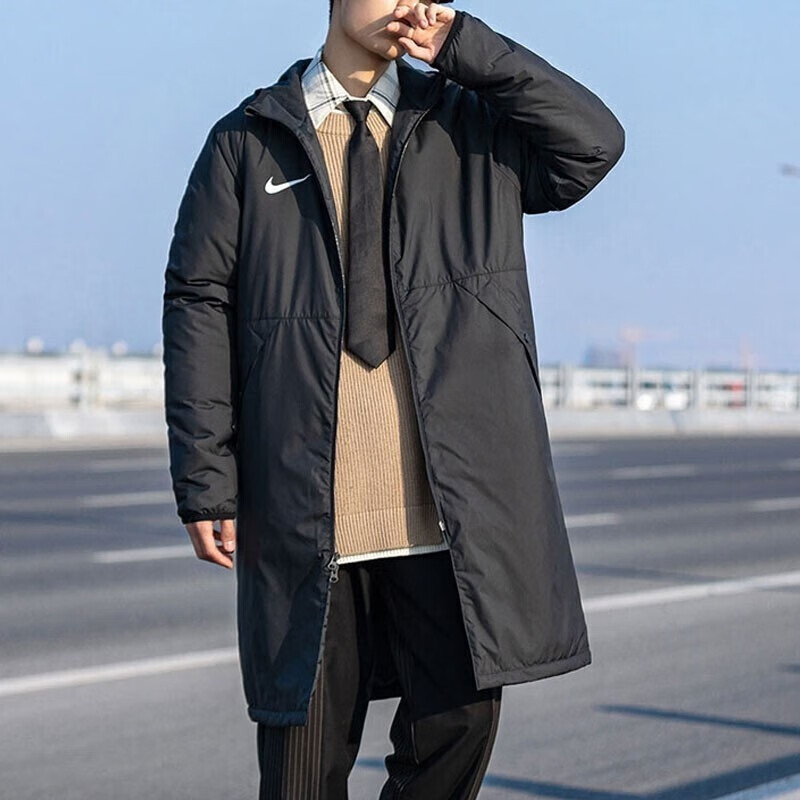Nike Nike Cotton-Padded Jacket for Men and Couples, Long Sports Coat for Cold Weather, Windproof and Warm Outerwear Cw6767