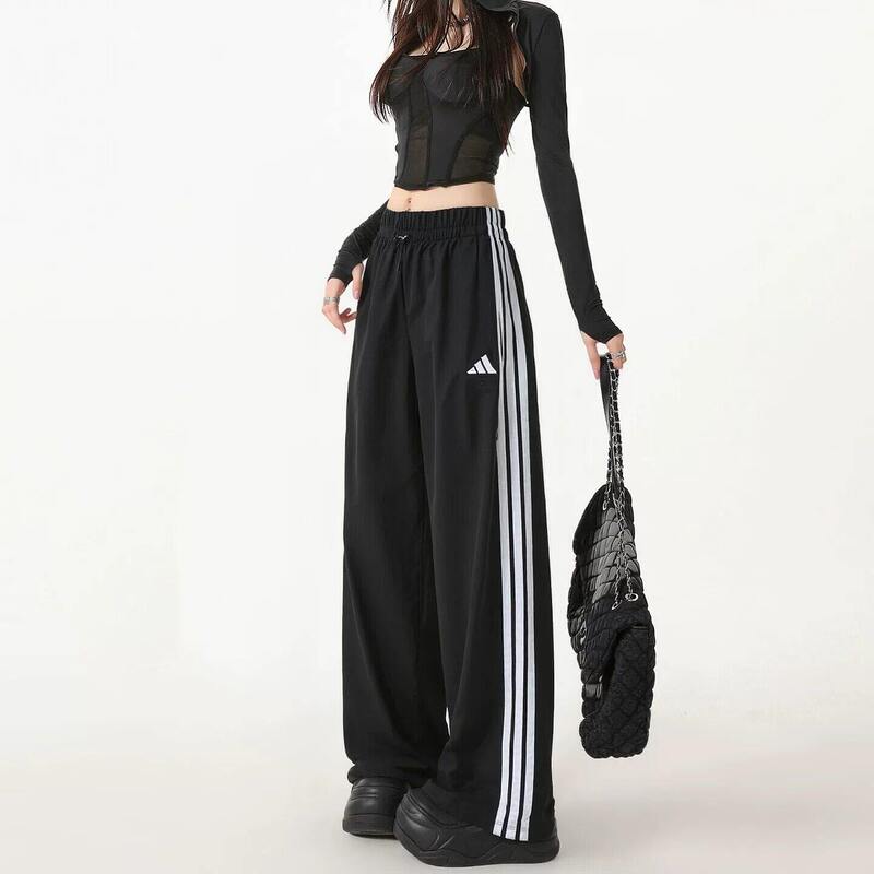 Adidas Thin Pants for Women, New Summer Style, Loose, Breathable, Quick-Drying Sports Three-Stripe American-Style Woven Long Pants Adidas Thin Pants for Women, New Summer Style, Loose, Breathable, Quick-Drying Sports Three-Stripe American-Style Woven Long Pants