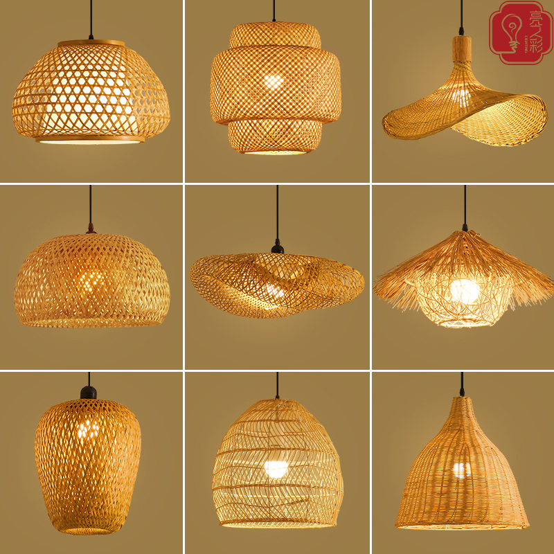 Bamboo Art Bamboo Weaving Chandelier Zen Tea Room Homestay Lighting New Chinese Style Restaurant Lantern Creative Commercial Japanese Rattan Lamp