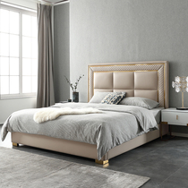 Nordic minimalist Genuine Leather Beds Net Red Ins main sleeper Double upscale leather art bed light extravagant post-modern furnishings