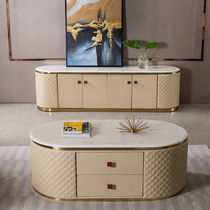 Light extravagant rear modern marble tea table TV cabinet Composition minimalist fashion High-style Porto-style leather extra-long living-room lockers
