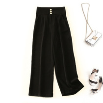 European And European Wind Foreign Trade Womens Clothing Light Luxury Special Cabinet Outlet Clippings Big Code Autumn Long Pants Waist Three Grain Buttons Slim and slim fit pants