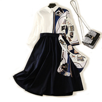 Export France Foreign Trade Original Single Light Extravagant Cut Tail Goods High-end Big Cards Special Cabinet Autumn Dress Shirt Half body dress Two sets