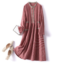 Foreign Trade Original Single Special Cabinet European and American Cut-Label Yu Shan Tail Goods Cotton Linen Art Spring Loaded and Lace Loose Skirt