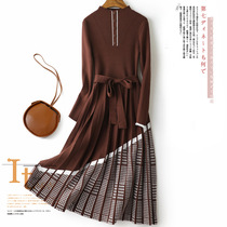 European and American Great Plains Export Foreign Trade Original Single High End Cut Withdrawal Cabinet Discount Autumn Winter Mid long paragraph collection waist 100 Plexor Dress