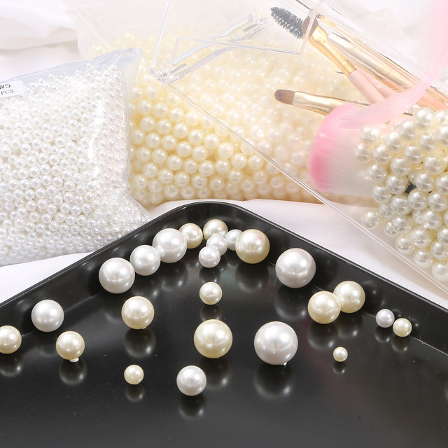 2-18mm non-porous imitation pearl high-gloss ABS white loose beads handmade diy hairpin makeup brush storage box decoration