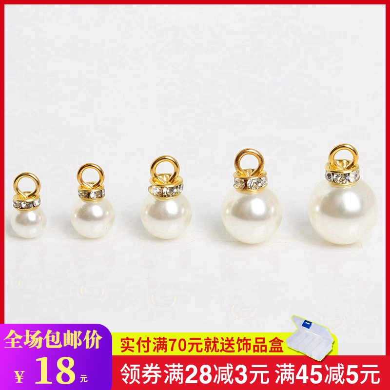 ABS round bayberry imitation pearl with diamond pendant diy handmade beaded material homemade necklace earrings jewelry accessories