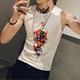 2024 Vest Men's Summer Printed Sweat Vest Men's Korean Style Slim Elastic Tight Sports Fitness Vest Trendy