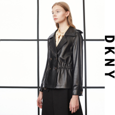 Кожаная куртка dkny/唐可娜儿夏季翻领收腰真皮绵羊皮女式皮衣夹克 3214490