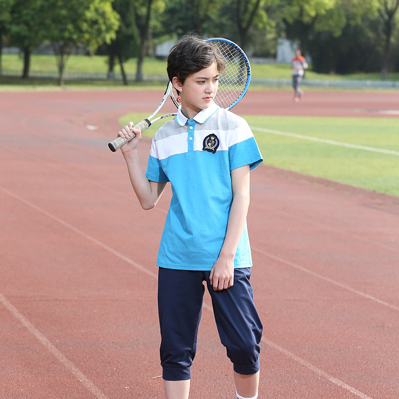 Red moving school uniform junior high school summer student uniform short-sleeved suit graduation class uniform couple clothing British college wind school uniform