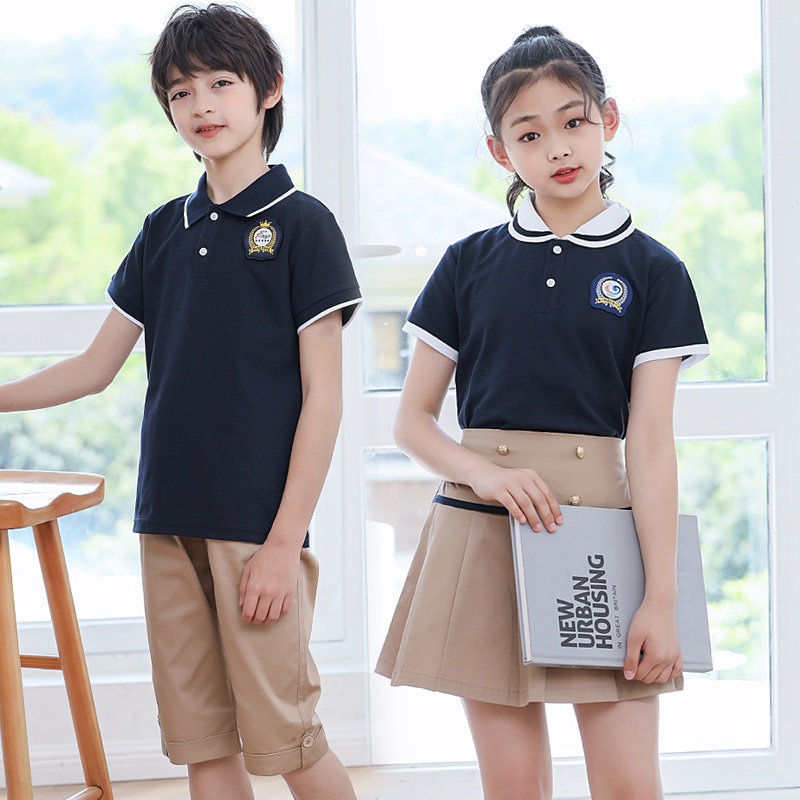 Korean-style college style school uniform suit British primary school uniform summer service class uniform boys and girls tops pleated skirts