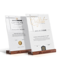Acrylic certificate of honor frame certificate display frame patent authorization letter frame A4 glass photo frame table high-end simple solid wood base wooden certificate outstanding employee award plaque table card