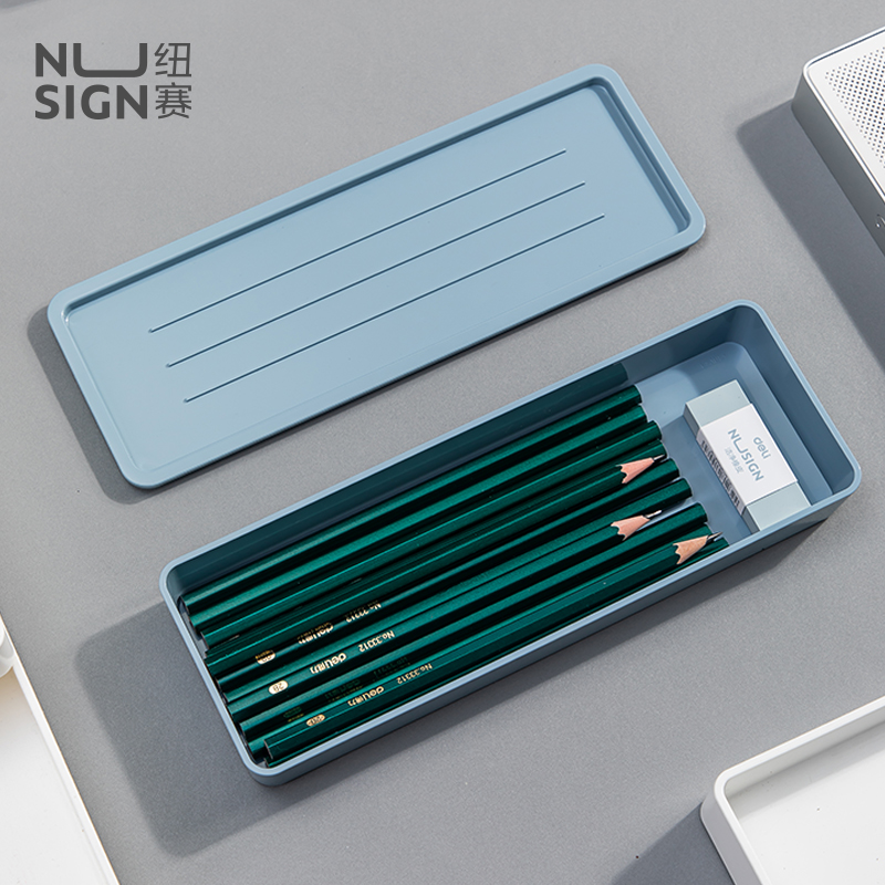 nusign stationery box Pen box Stationery storage box Desktop pen box Stationery multi-function student pen holder Creative simple girl solid color office personality NS024