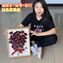 Put dried flower photo frame hollow flower plant specimen diy clay making preserved rose eternal flower hanging wall setting table