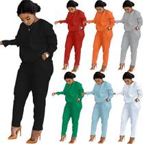 BN202 X foreign trade European and American clothing independent station autumn and winter new style thickened fabric casual solid color suit