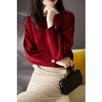 Pretty and handsome autumn and winter high-end chic design sense niche thickened New Years red mohair sweater women 2022