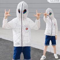 Childrens spring clothes boy with glasses The jacket Spider-Man Ottmann with his hat thin wind clothes boy eyewear damp