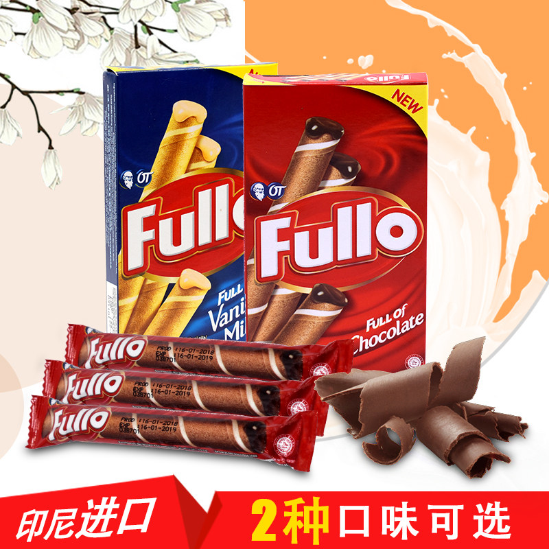 Indonesian imports Fullo Fulio Chocolate Vanilla Taste notes Witty Rolls Cookies 50g * 6 boxes 