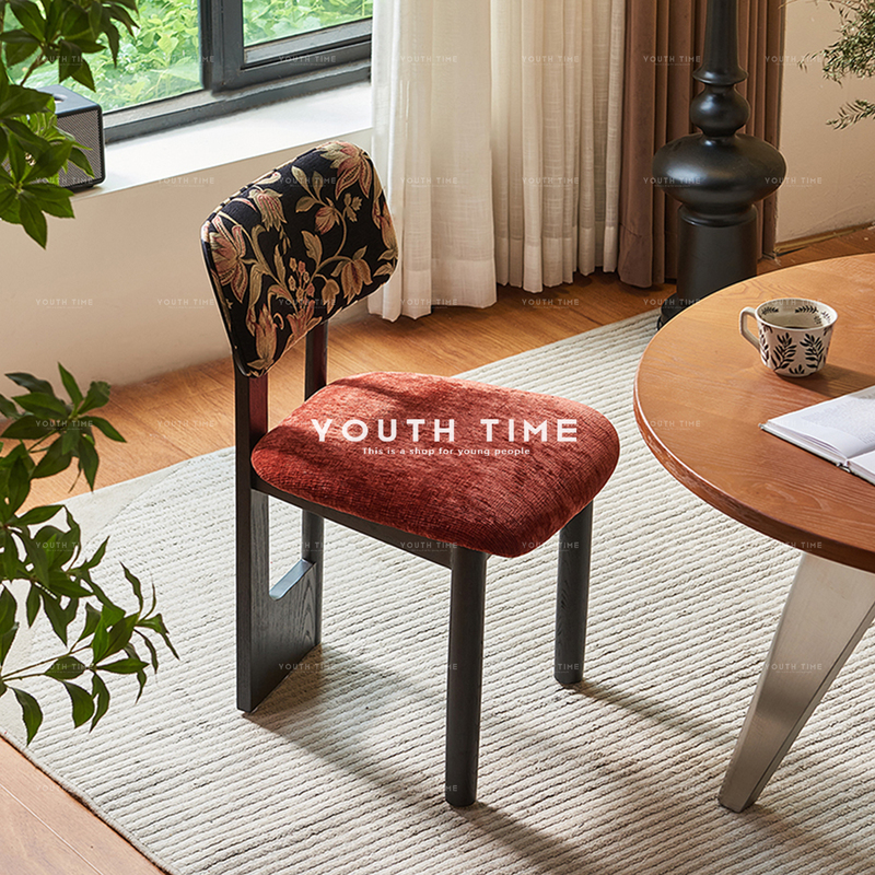 French-Style Vintage Solid Wood Dining Chair Designer Mid-Century Style High-End Creative Hotel Restaurant Cafe Backrest Chair