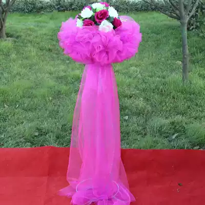 Wedding props snow yarn road guide shop celebration festival road guide flower Stainless steel lifting road guide shelf road guide silk flower snow yarn