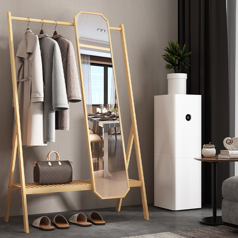 Coat rack Mirror One-piece hanger shelf Floor-to-ceiling bedroom with full-length mirror Household full-length mirror Nordic ins