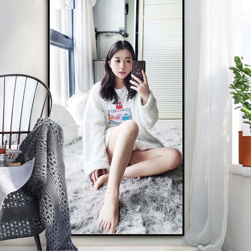 Mirror Full-body full-length mirror Floor-to-ceiling mirror Household foldable dormitory wall-mounted adhesive full-length mirror female bedroom ins wind