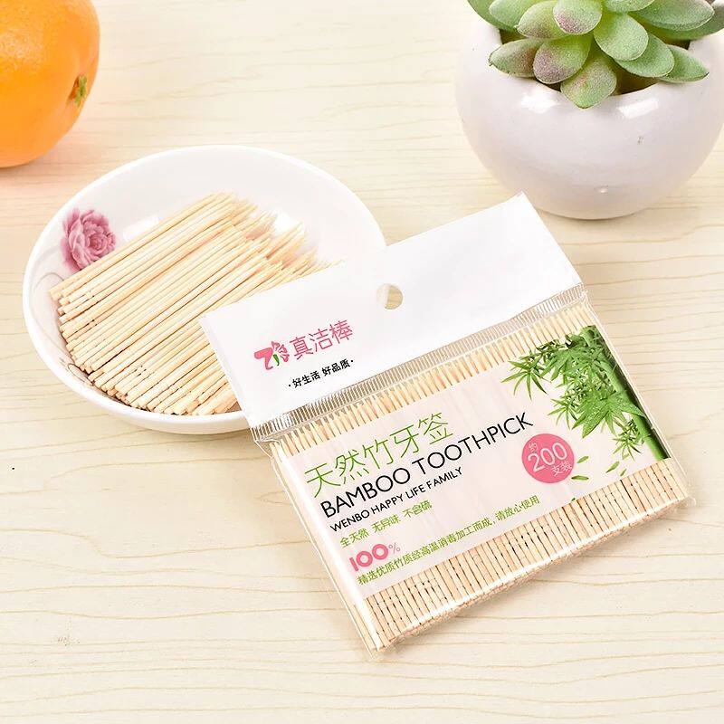 Household disposable fine bamboo toothpick single head portable bag natural bamboo toothpicking household department store commercial